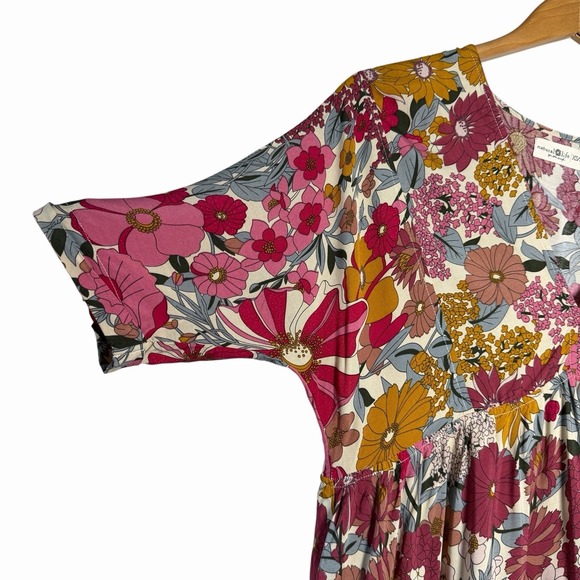 Natural Life Stella Floral Babydoll Mini Dress XS S Boho Cottagecore Pockets - Picture 8 of 13
